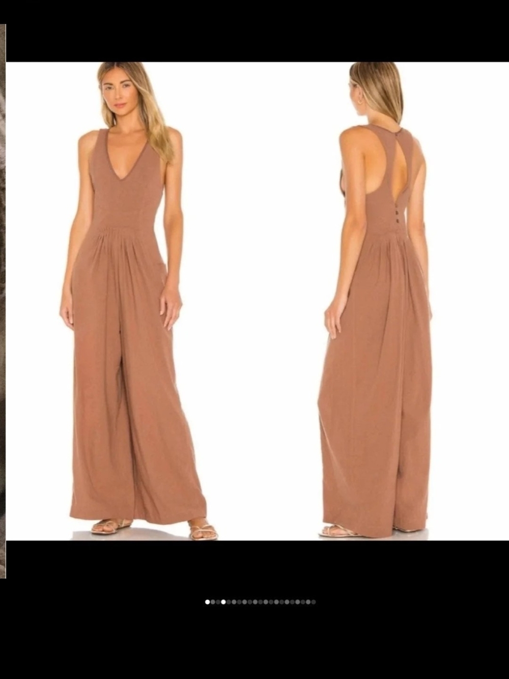 Free People Sleeveless Wide-Leg Jumpsuit in Warm Taupe